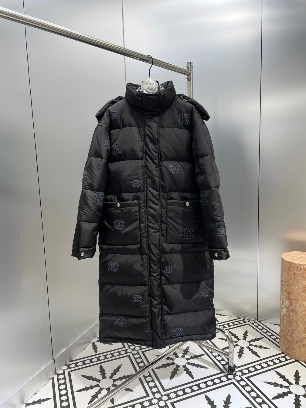 Long Puffer Chanel Flower Blue Ss2022