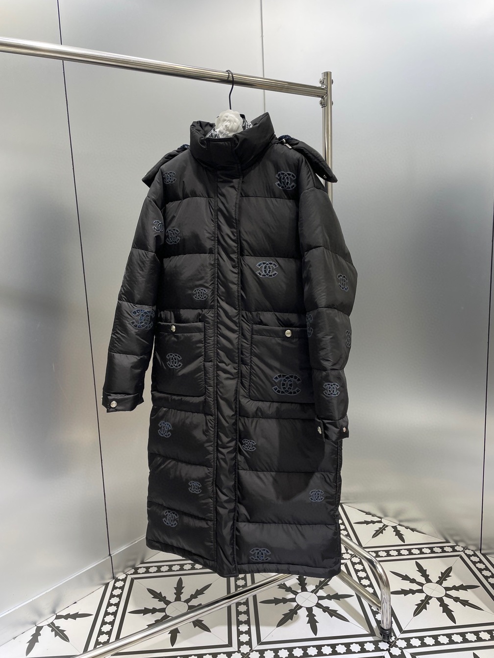 Long Puffer Chanel Flower Blue Ss2022