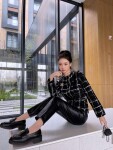 Vest Tweed Chanel Black Check Ss2022