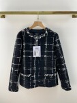 Vest Tweed Chanel Black Check Ss2022