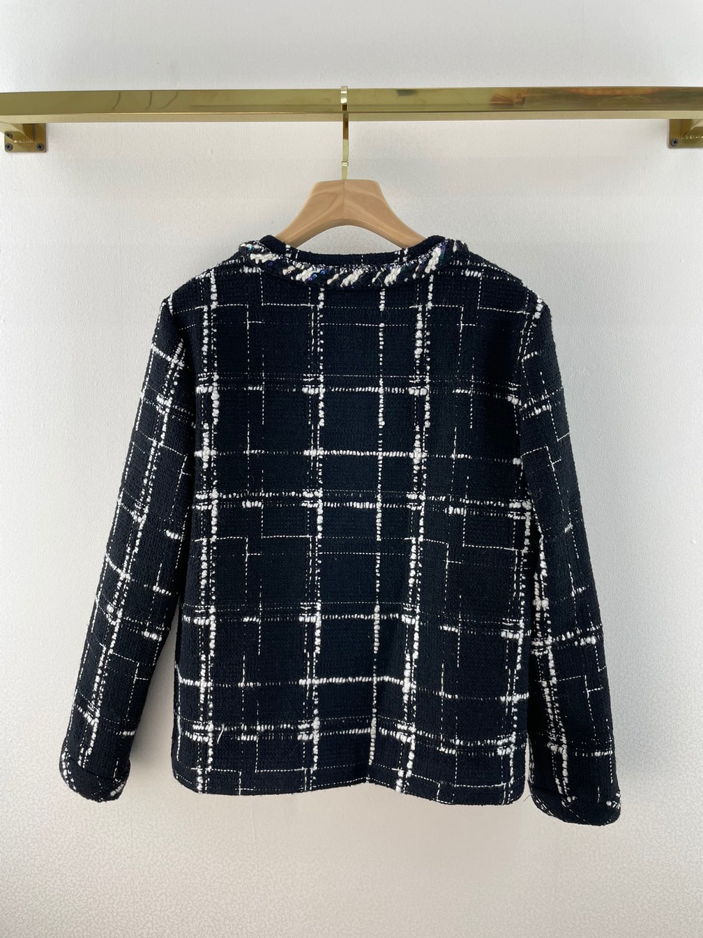 Vest Tweed Chanel Black Check Ss2022