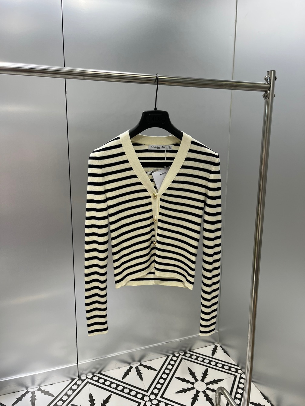 Cardigan Dior Woman Croptop Stripe Ss2022