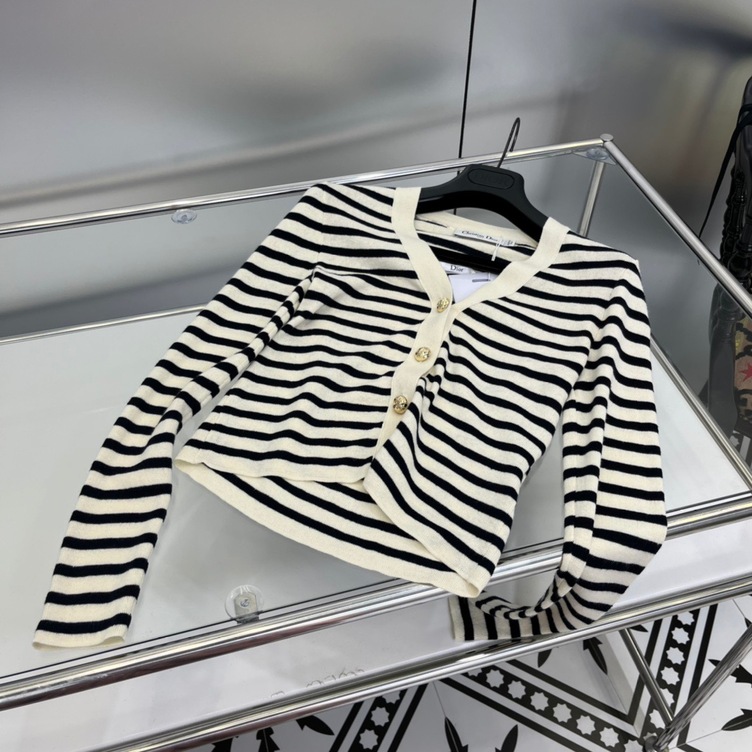 Cardigan Dior Woman Croptop Stripe Ss2022