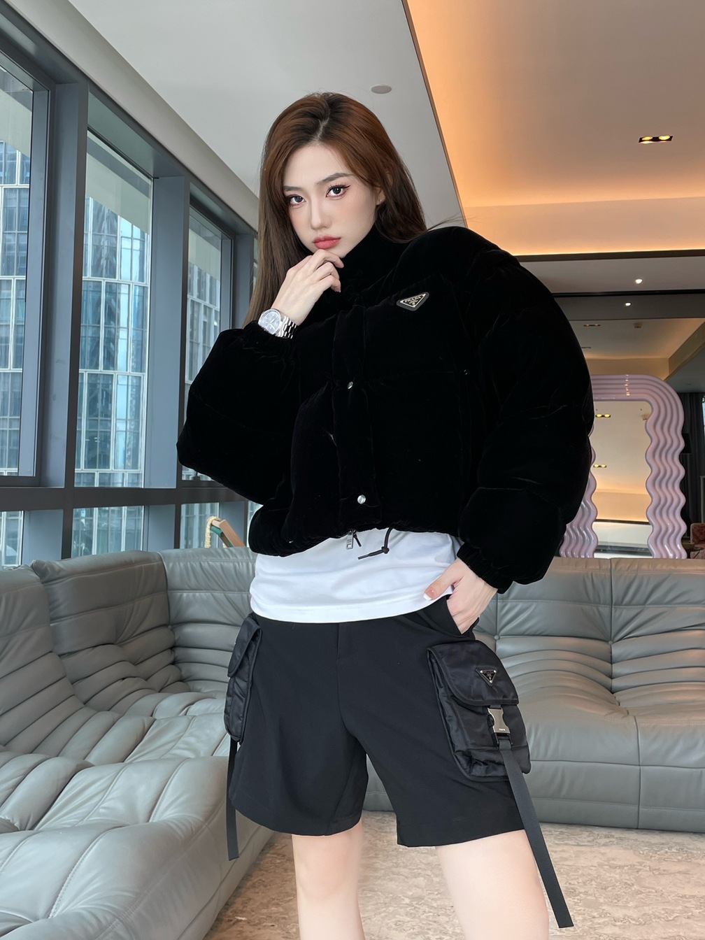 Puffer Short Prada Velvet Ss2022