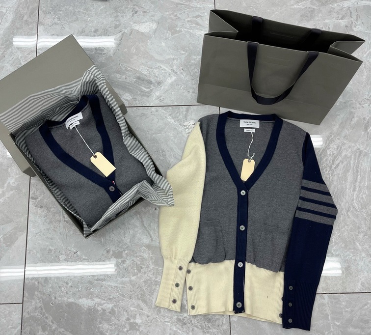 Cardigan Thom Browne Merino 3 Tripe Mutil Color Ss2022