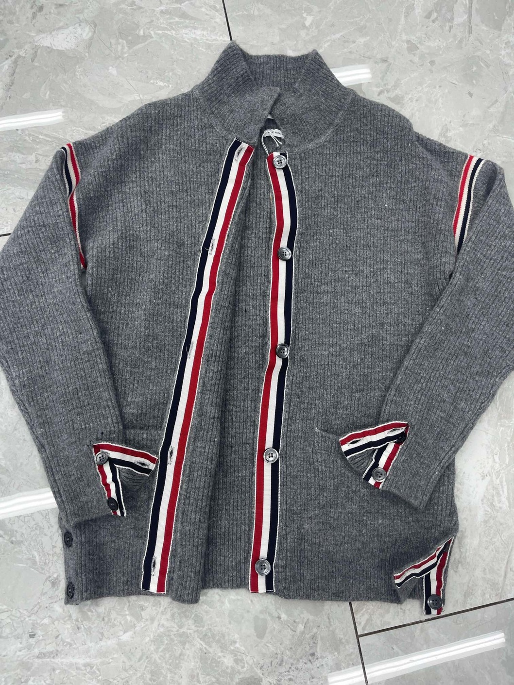 Cardigan Wool Thom Browne Stripe Red Navy Ss2022