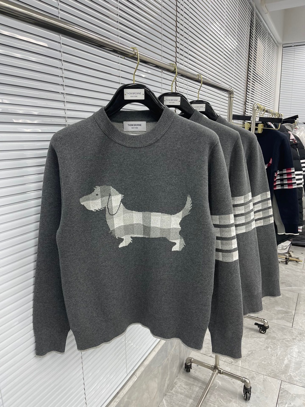 Sweaters Thom Wool Dog Check 4 Stripe Ss2022