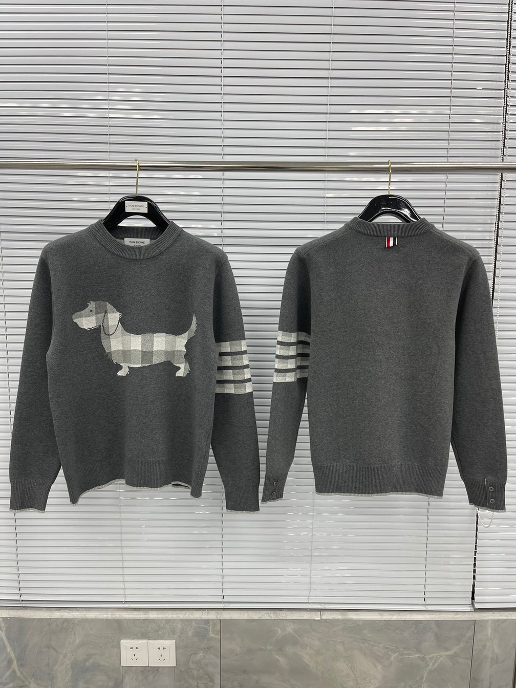 Sweaters Thom Wool Dog Check 4 Stripe Ss2022
