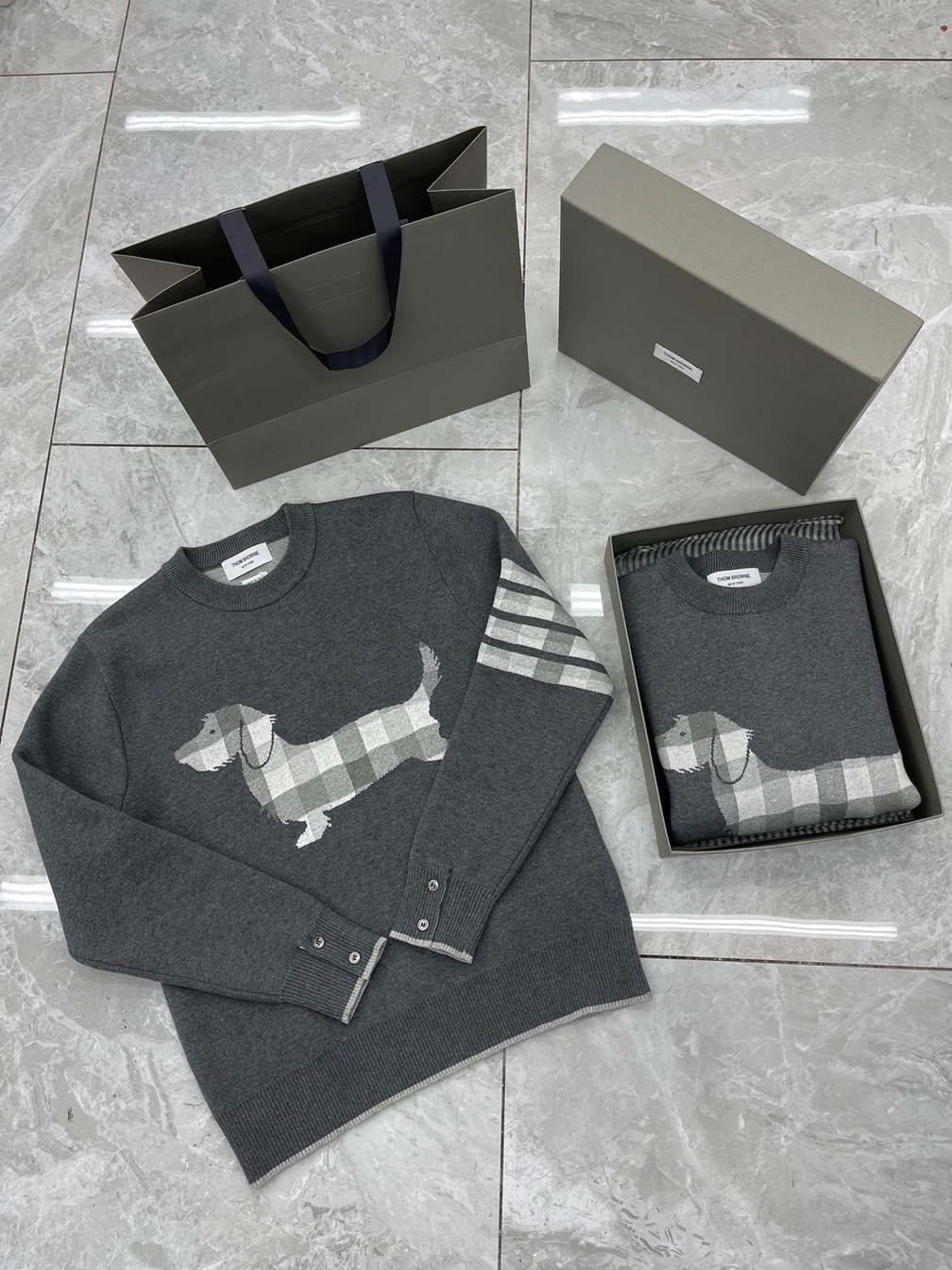 Sweaters Thom Wool Dog Check 4 Stripe Ss2022