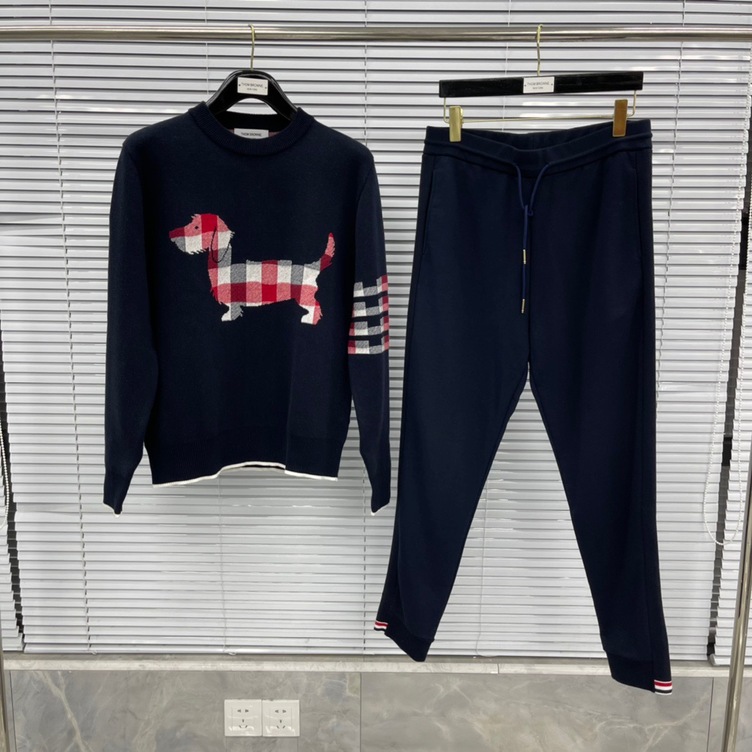 Sweaters Thom Wool Dog Check 4 Stripe Ss2022