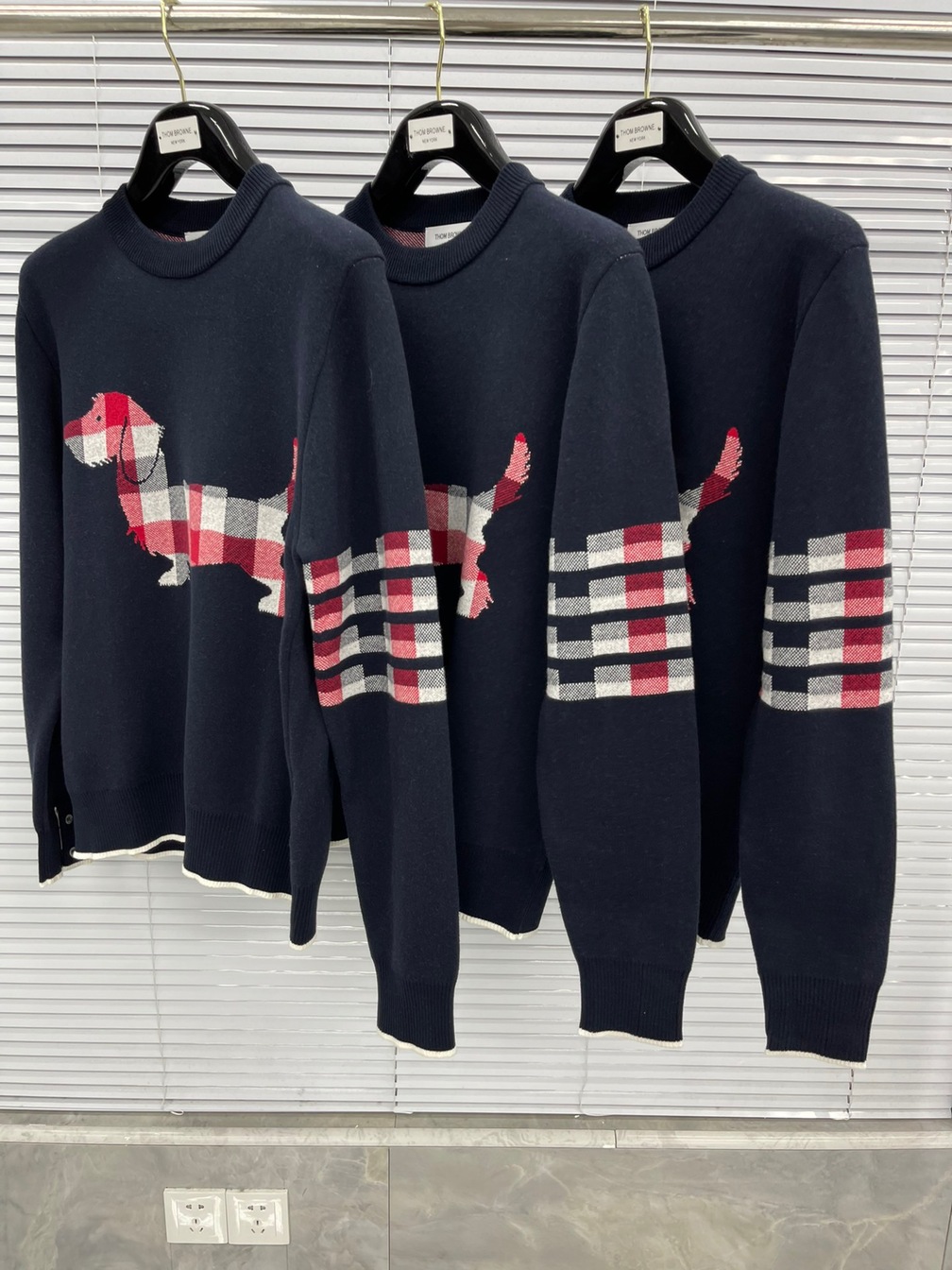 Sweaters Thom Wool Dog Check 4 Stripe Ss2022