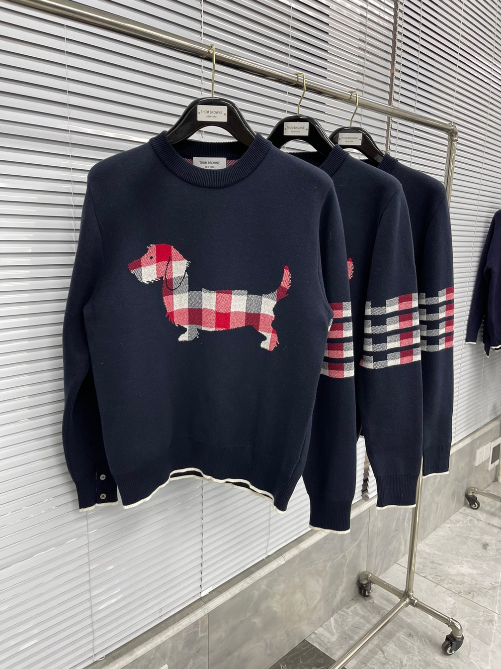 Sweaters Thom Wool Dog Check 4 Stripe Ss2022