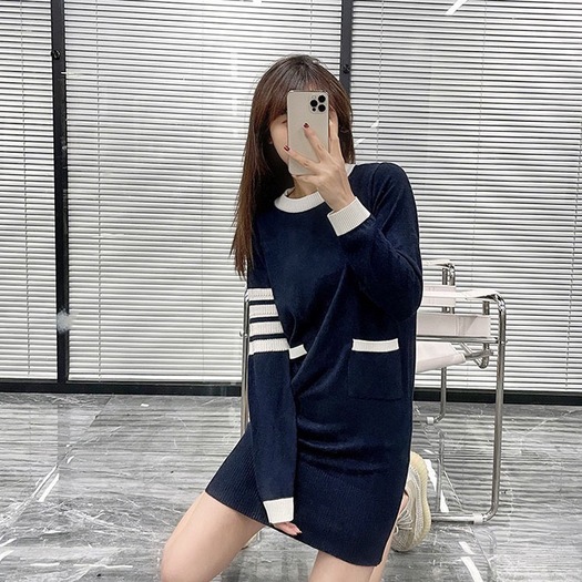 Thom Browne Women Dress Dog Stripe Ss2022