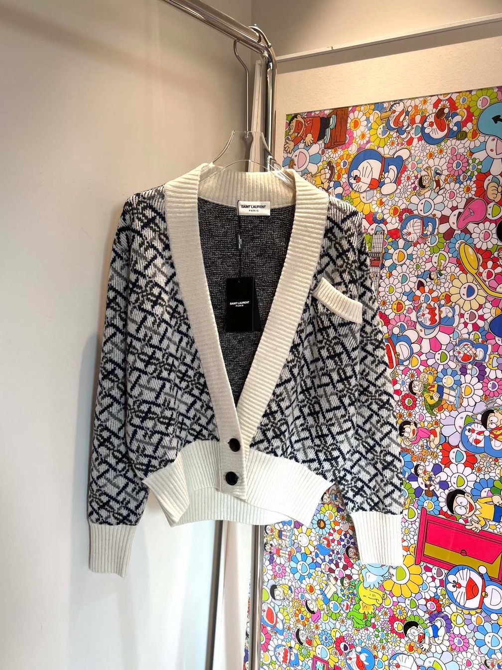 Cardigan Ysl Body Stripe White Ss2022