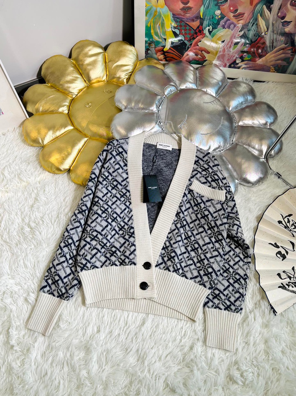 Cardigan Ysl Body Stripe White Ss2022