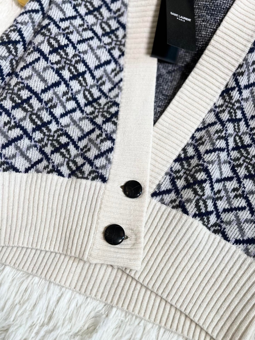 Cardigan Ysl Body Stripe White Ss2022