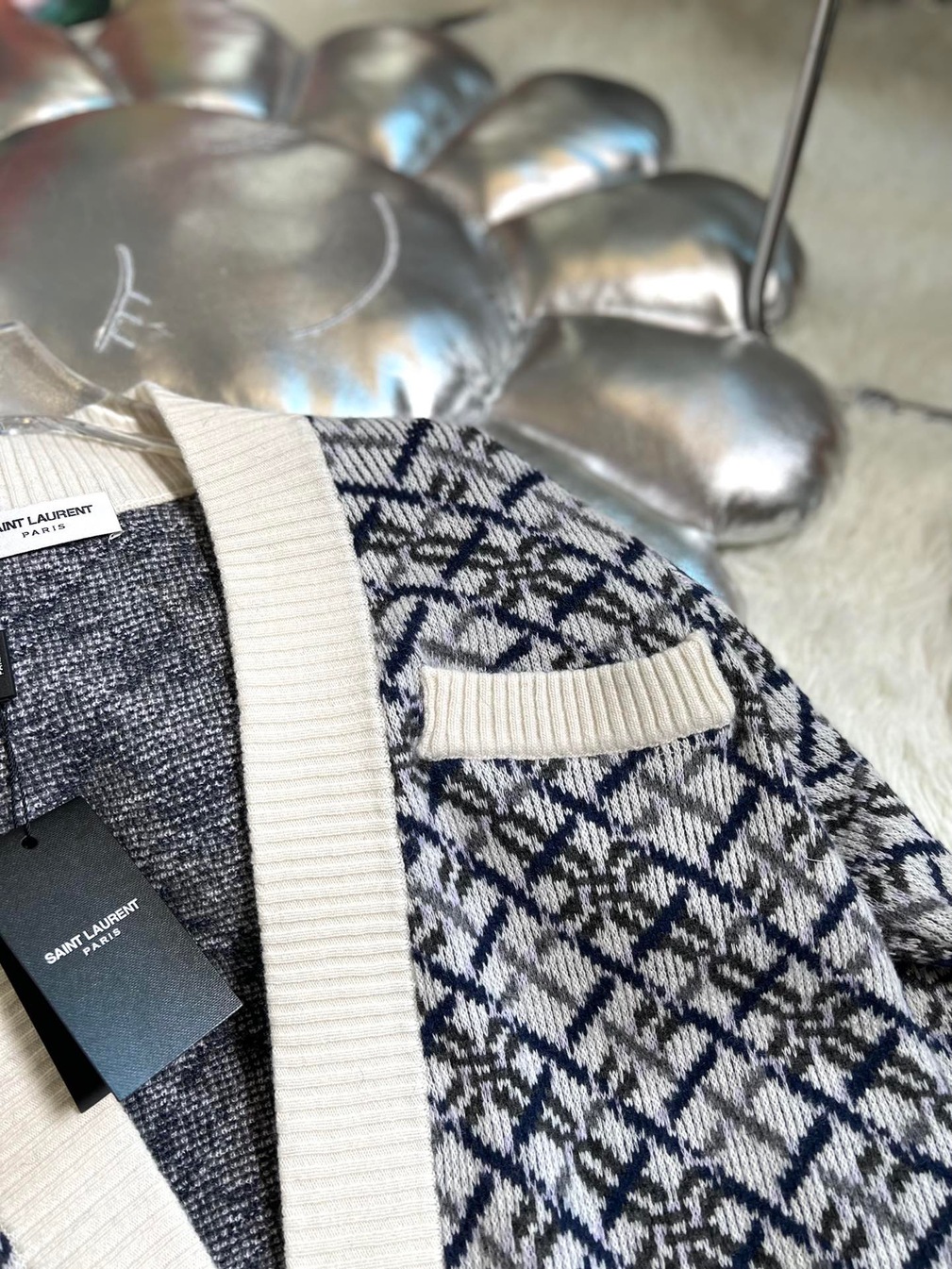 Cardigan Ysl Body Stripe White Ss2022