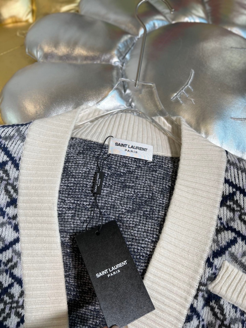 Cardigan Ysl Body Stripe White Ss2022