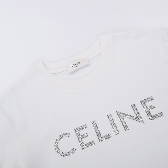 Tee Celine Logo Bling White Ss2022