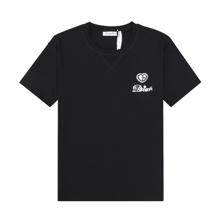 Tee Dior Heart Font Black Ss 2022