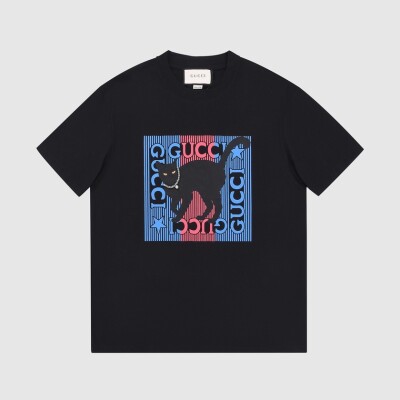Tee Gucci Box Logo Black Cat Black Ss2022