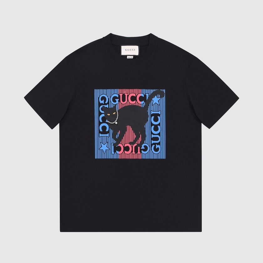 Tee Gucci Box Logo Black Cat Black Ss2022
