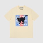 Tee Gucci Box Logo Black Cat White Ss2022