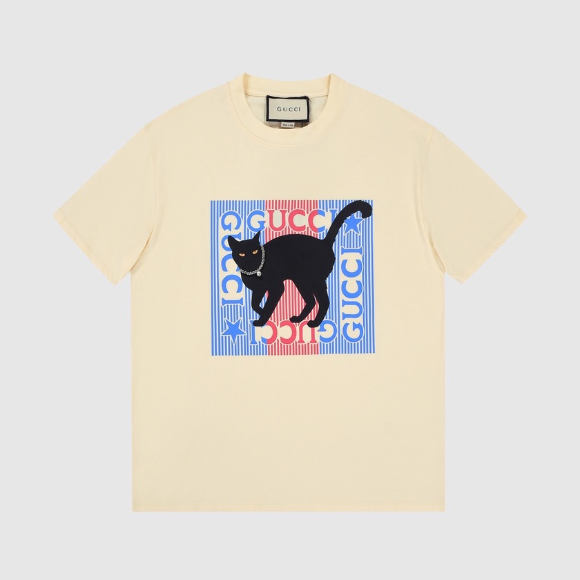 Tee Gucci Box Logo Black Cat White Ss2022