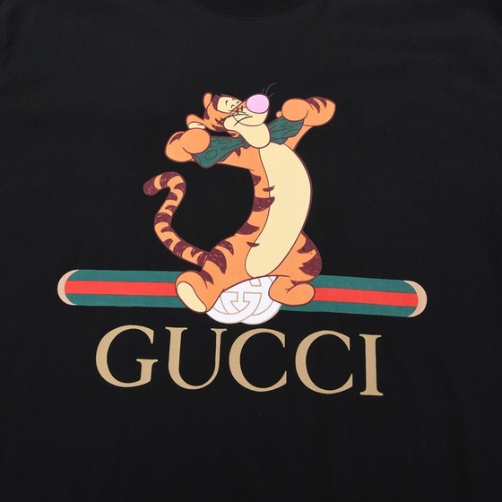 Tee Gucci Fake Logo Tiger Black Ss2022