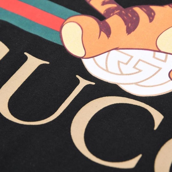 Tee Gucci Fake Logo Tiger Black Ss2022