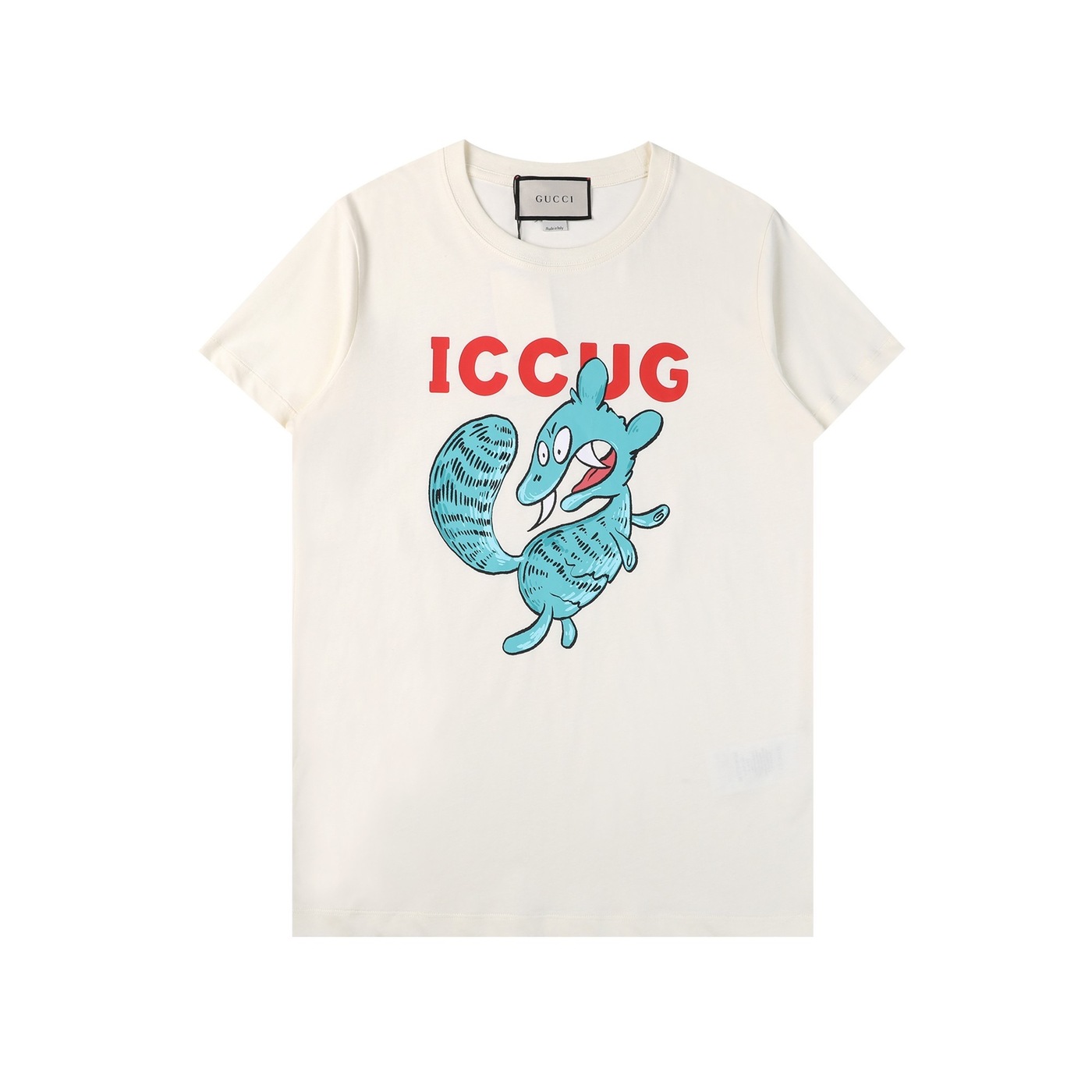 Tee Gucci Iccug Green Squart White Ss2022