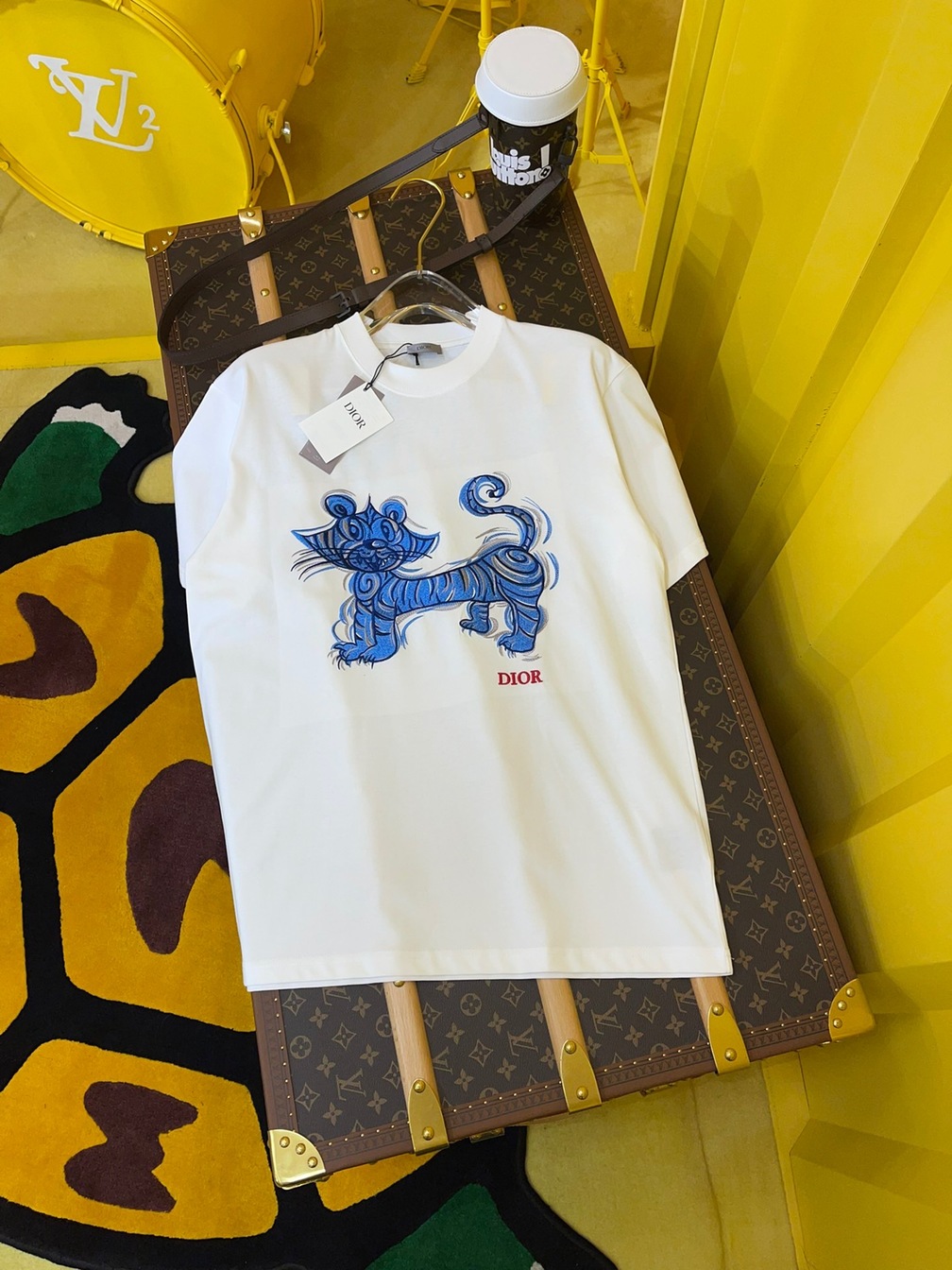 Tee Dior Blue Cat White Ss2022