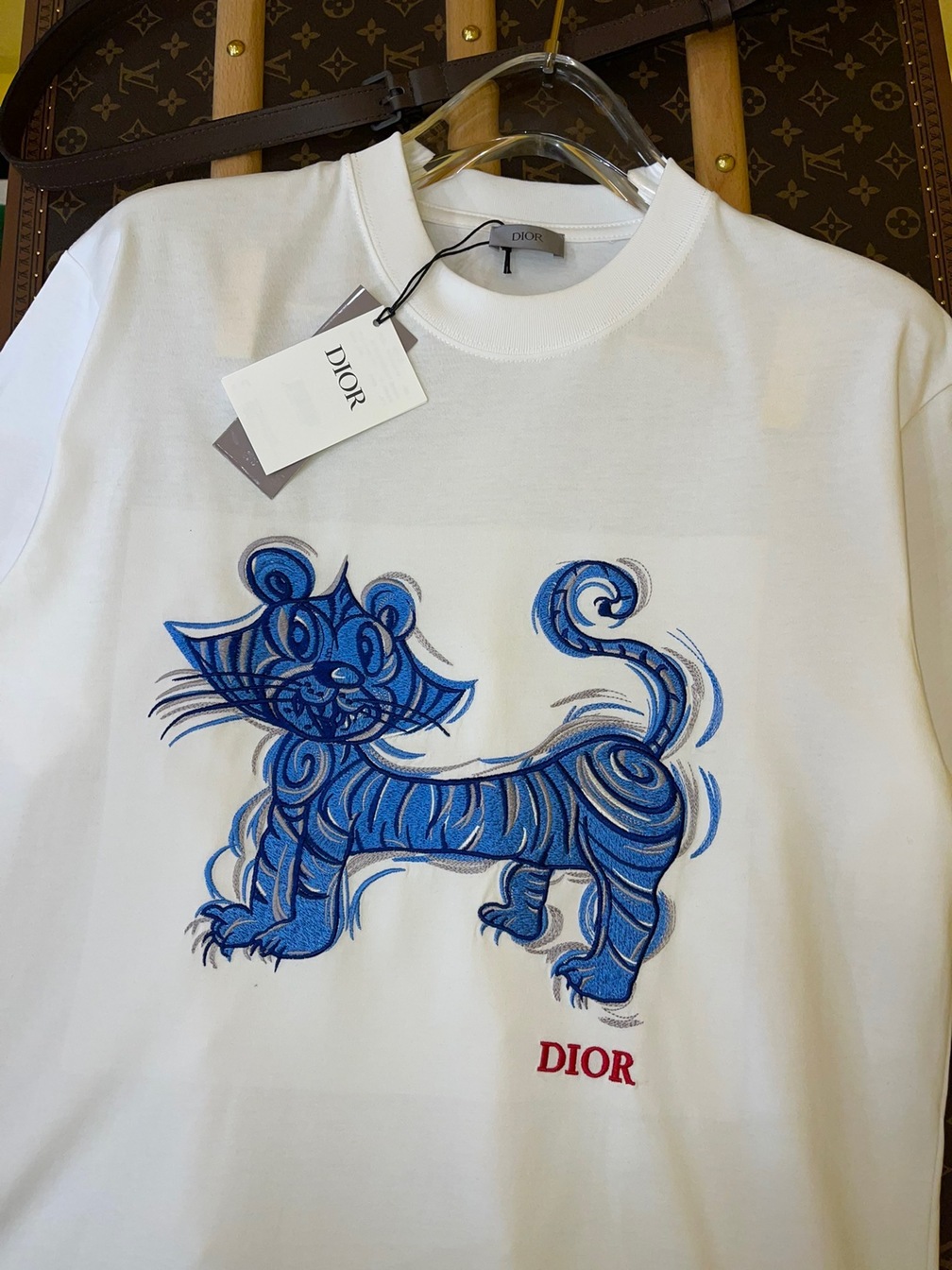 Tee Dior Blue Cat White Ss2022