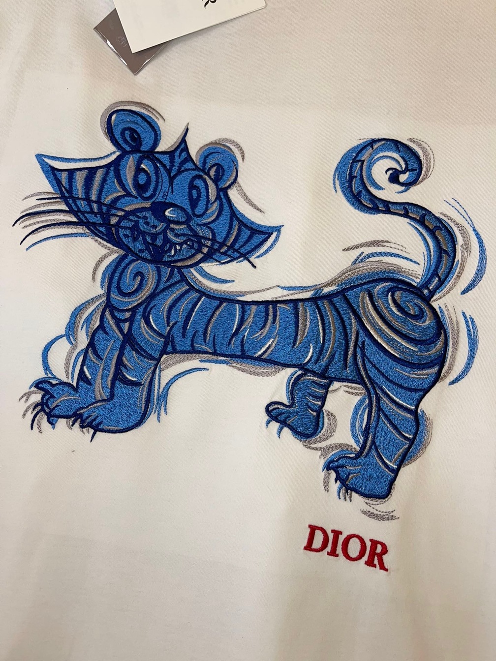Tee Dior Blue Cat White Ss2022