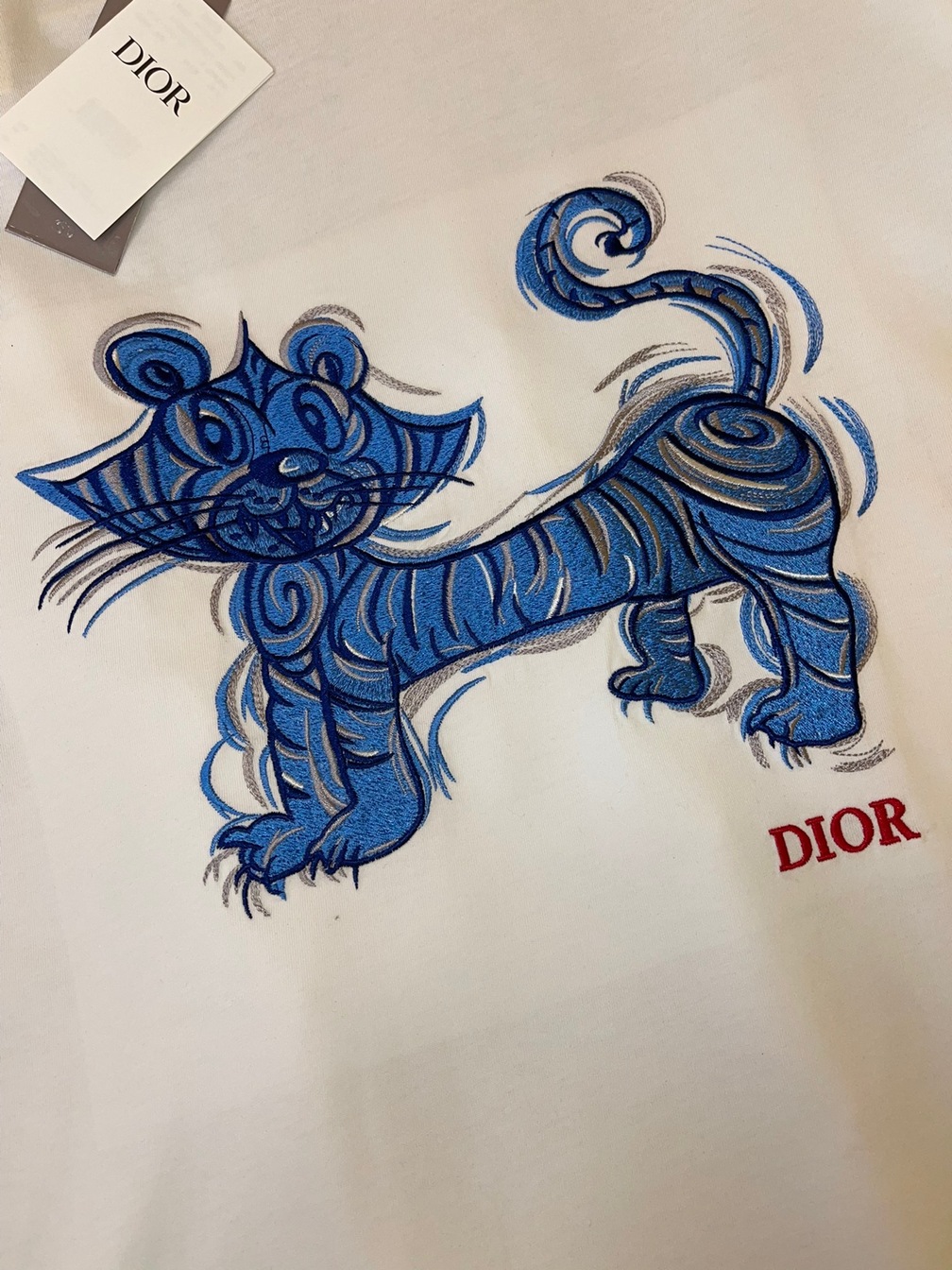 Tee Dior Blue Cat White Ss2022