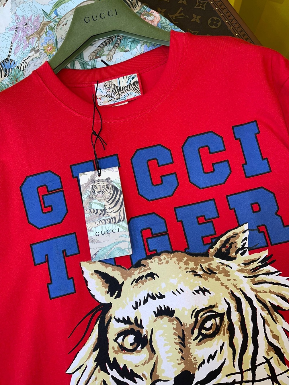 Tee Gucci Tiger Head Red Ss2022