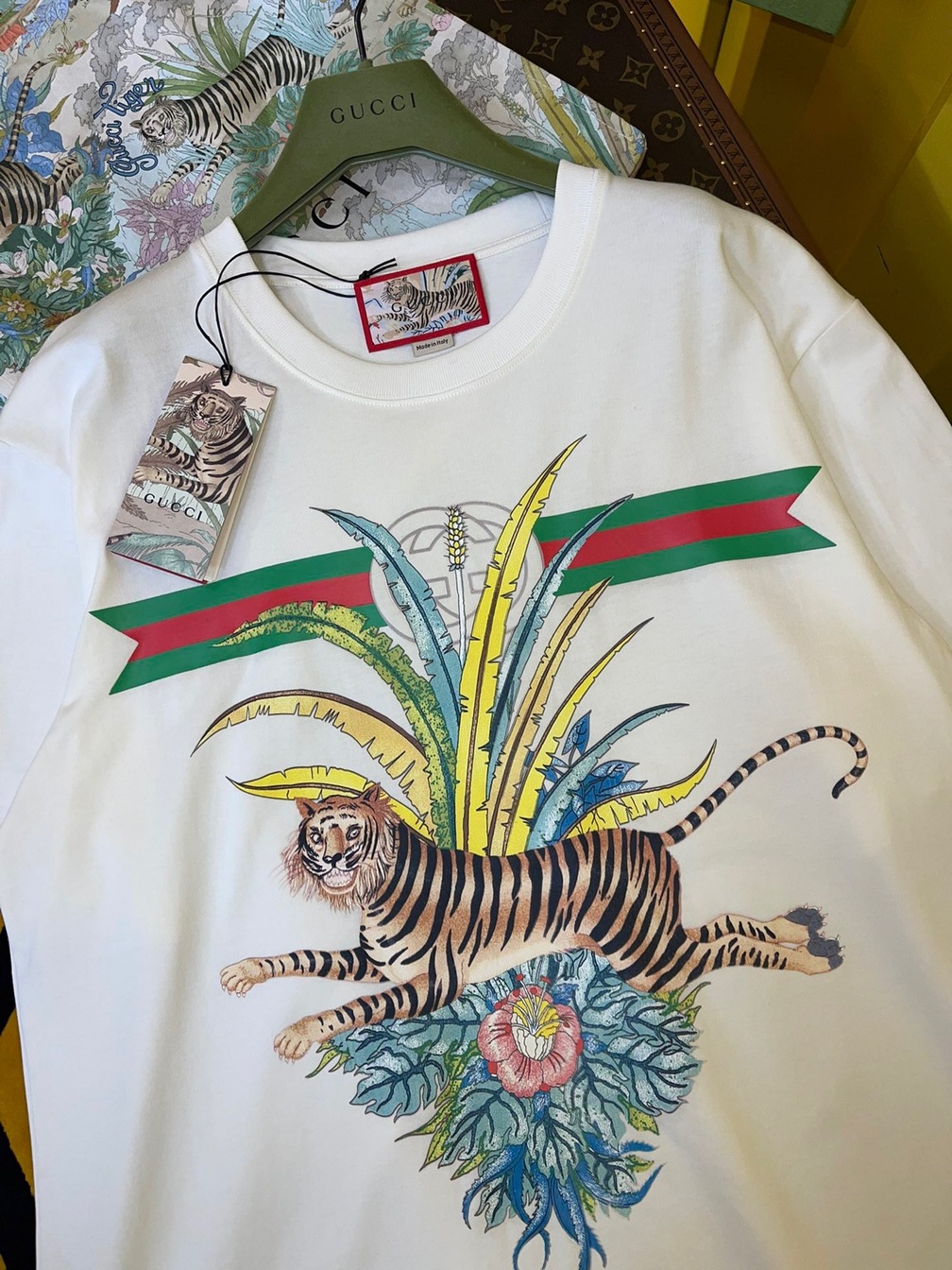 Tee Gucci Tiger Signature White Ss2022
