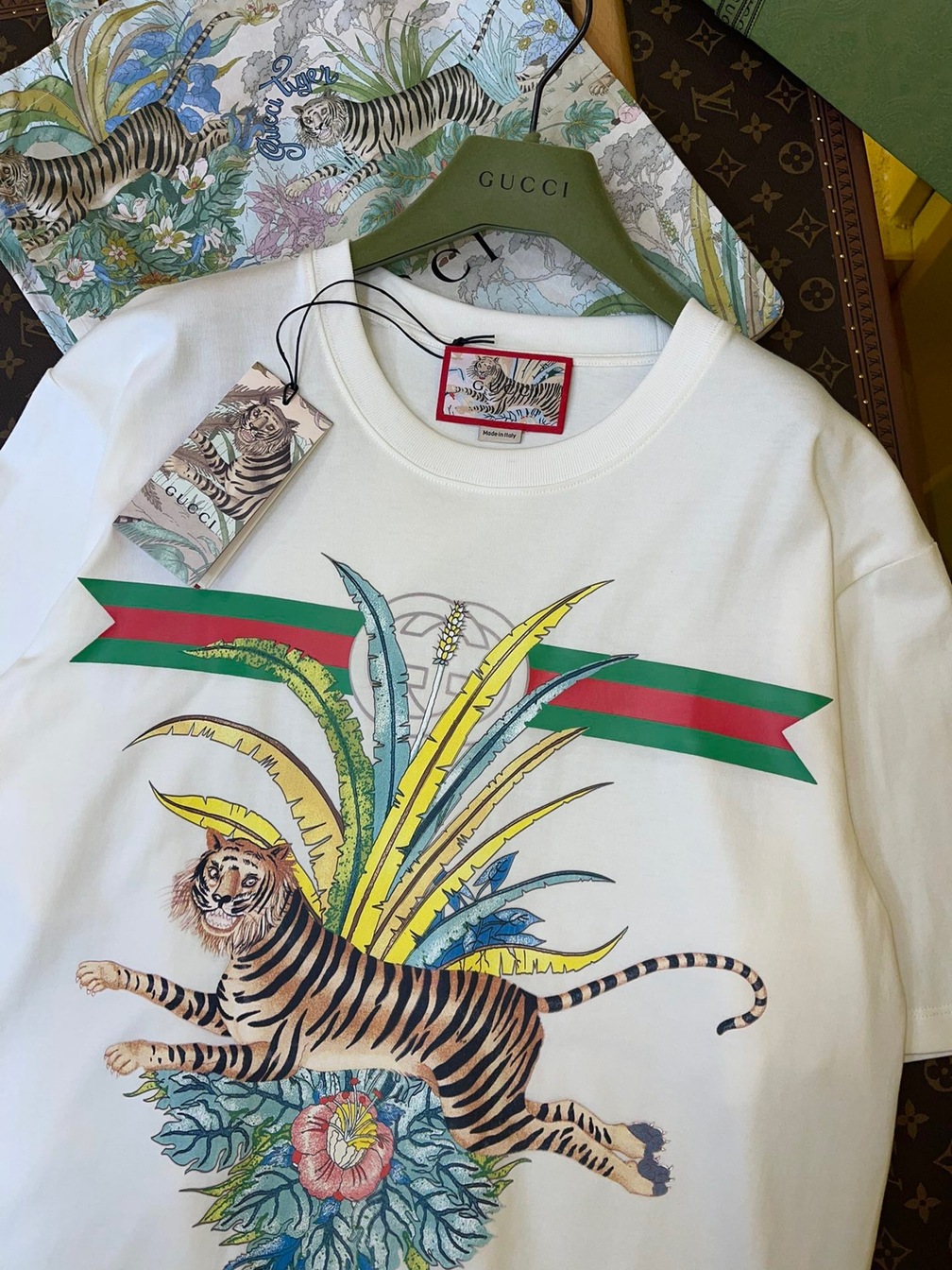 Tee Gucci Tiger Signature White Ss2022