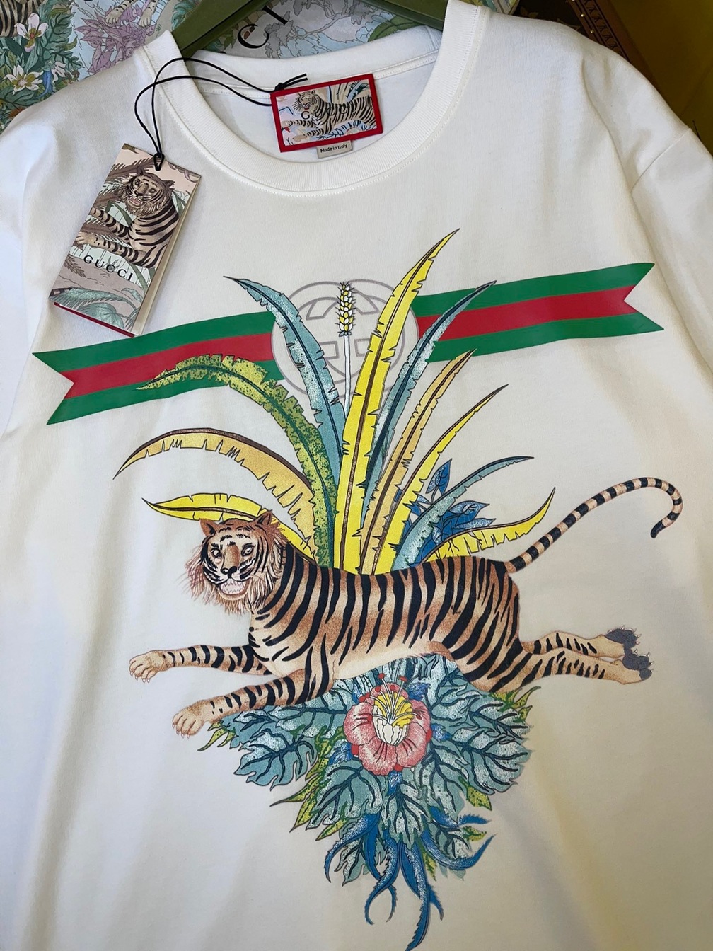 Tee Gucci Tiger Signature White Ss2022