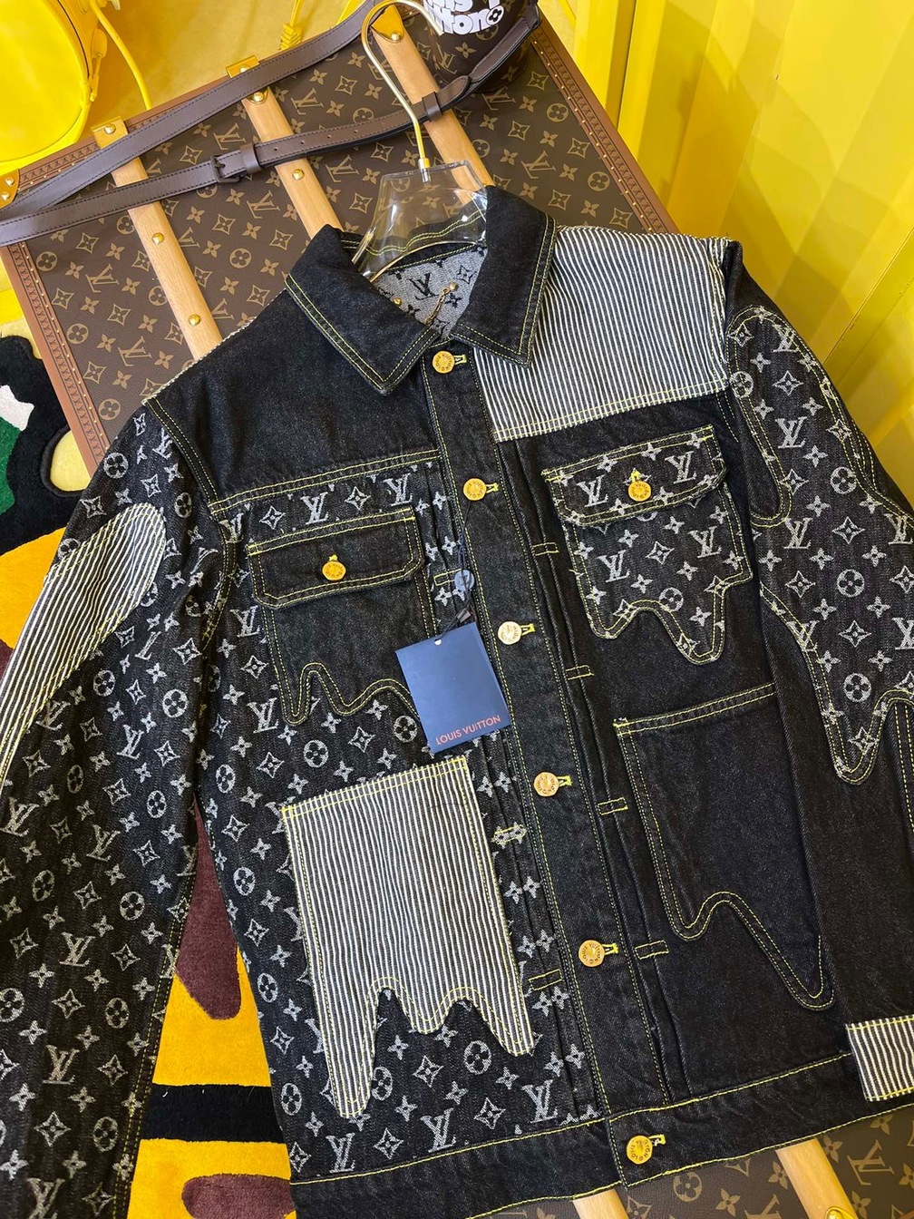 Jacket Lv Denim Check Dark Blue Ss222