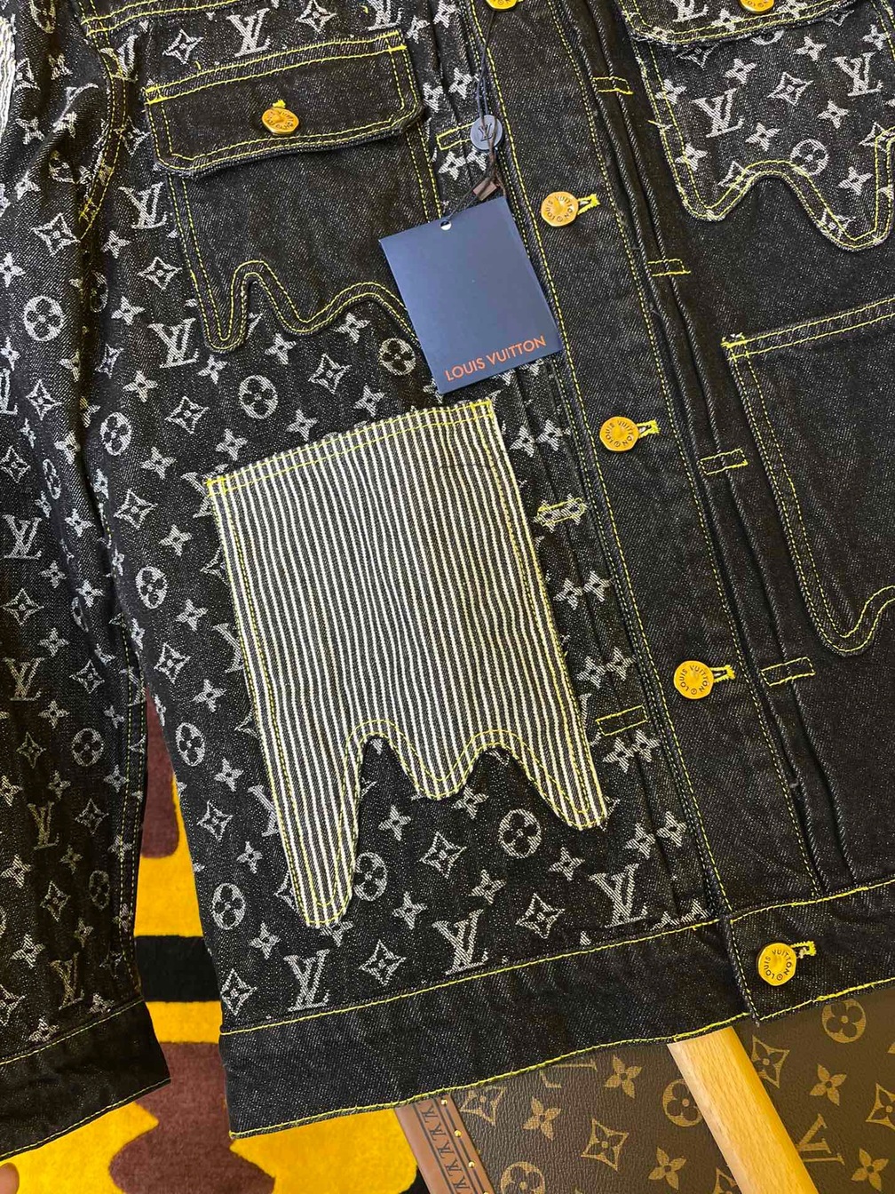 Jacket Lv Denim Check Dark Blue Ss222