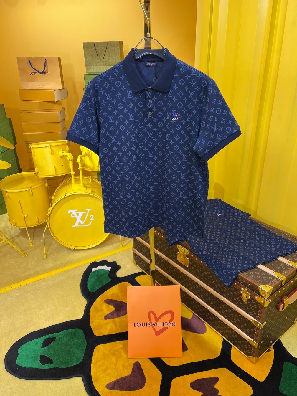 Polo Lv Monogram Navy Blue Ss2022