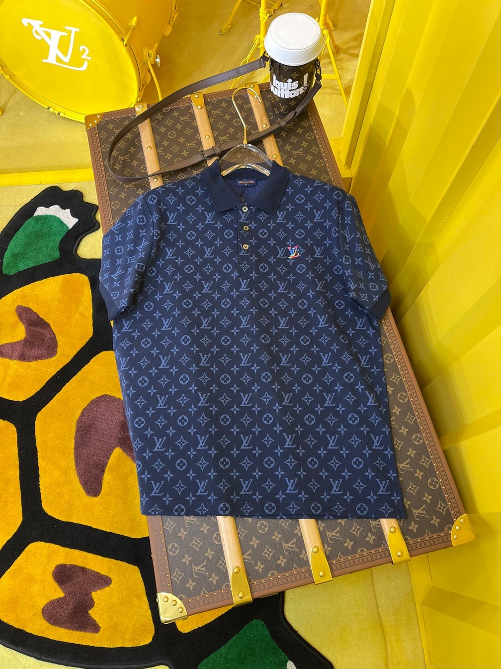 Polo Lv Monogram Navy Blue Ss2022