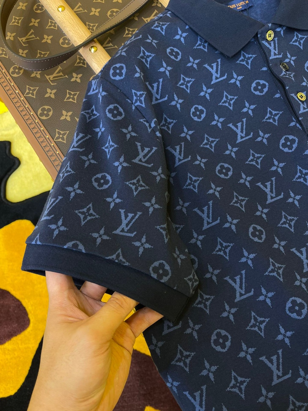 Polo Lv Monogram Navy Blue Ss2022