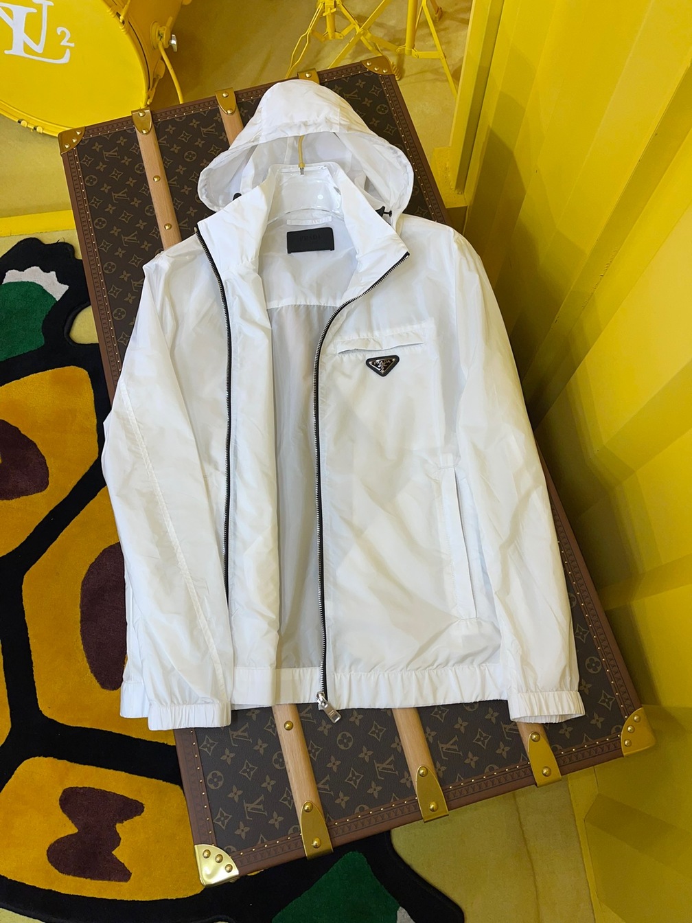 Jacket Prada White Zip Ss2022