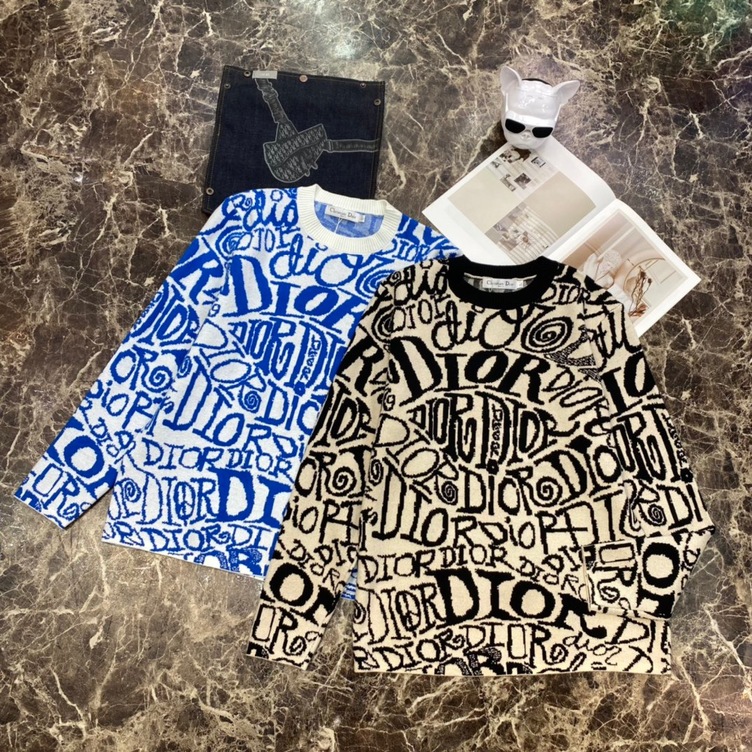 Sweaters Len Dior Hoa Tiet Chu Denxanh