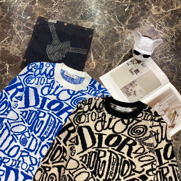 Sweaters Len Dior Hoa Tiet Chu Denxanh
