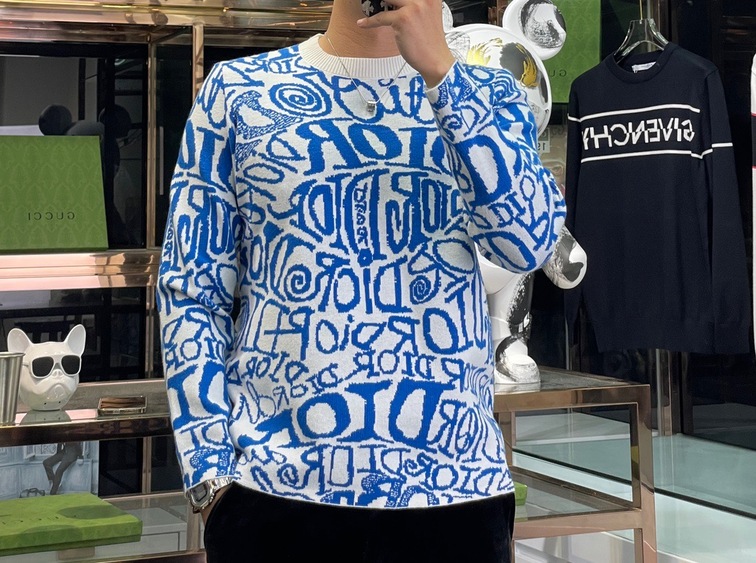 Sweaters Len Dior Hoa Tiet Chu Denxanh