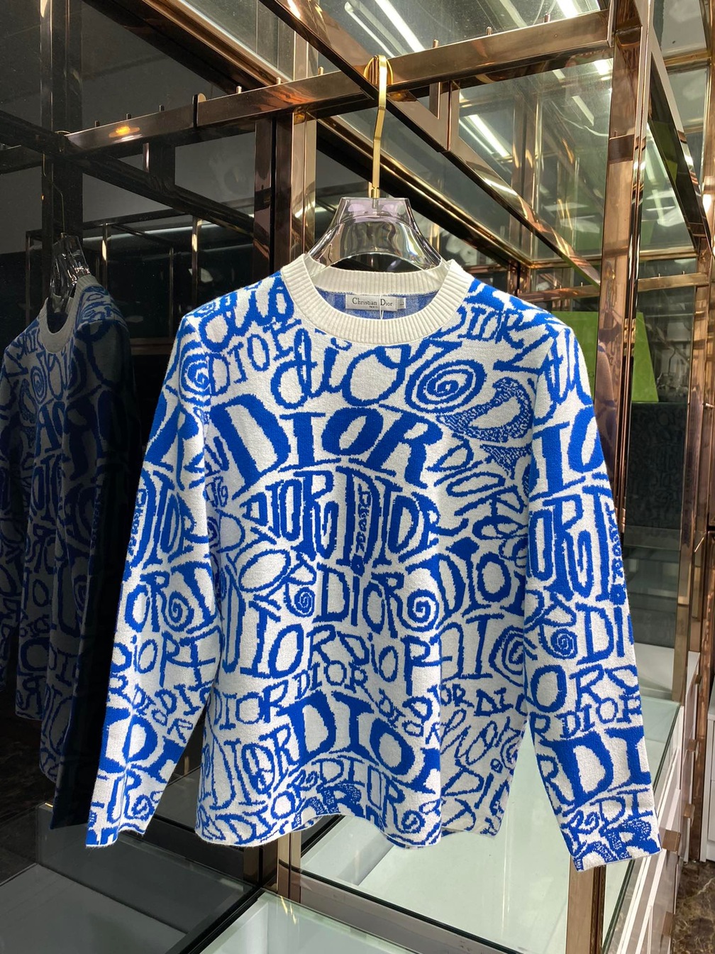 Sweaters Len Dior Hoa Tiet Chu Denxanh