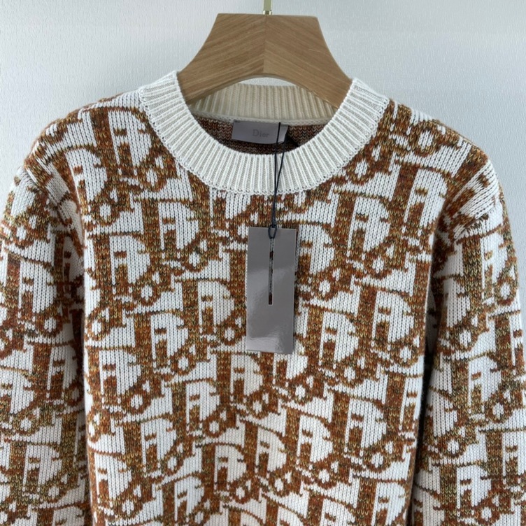 Sweaters Len Dior Hoa Tiet Logo Oblique